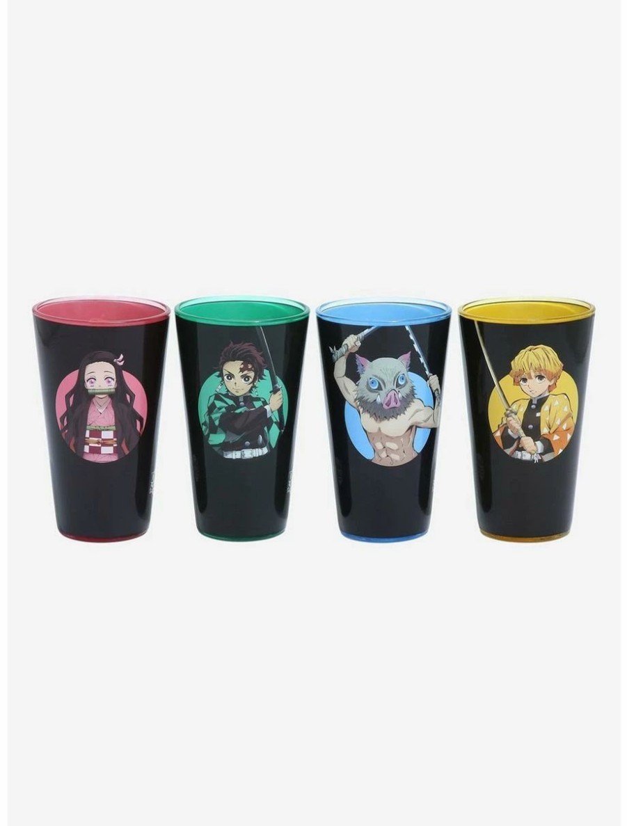 Anime * | Anime Demon Slayer: Kimetsu No Yaiba Circular Character Portraits Pint Glass Set