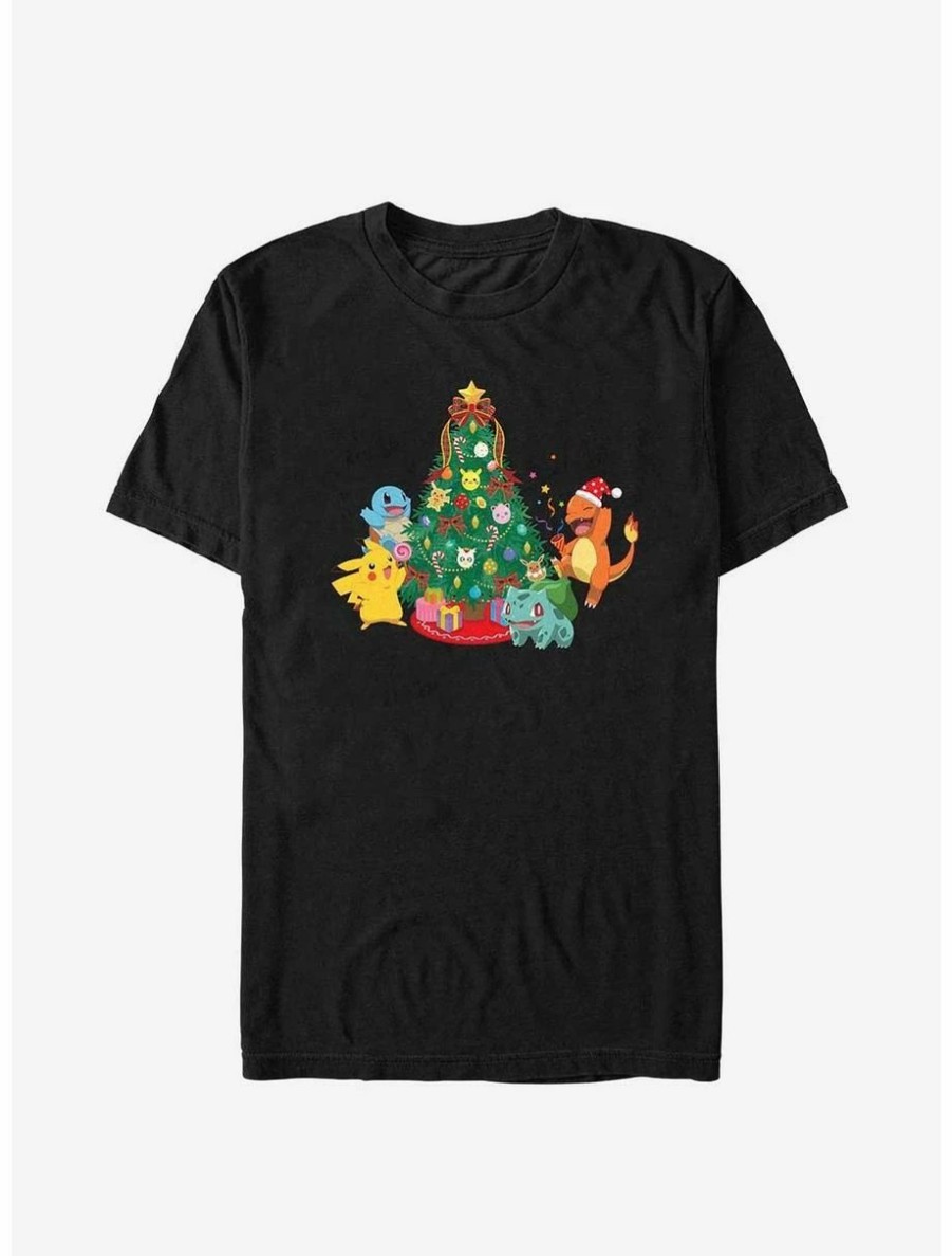 Anime * | Anime Pokemon Christmas Tree Pikachu, Squirtle, Bulbasaur And Charmander T-Shirt