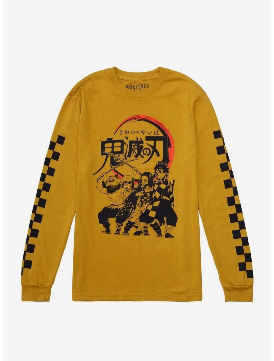 Anime * | Anime Demon Slayer: Kimetsu No Yaiba Checkered Long Sleeve T-Shirt Boxlunch Exclusive