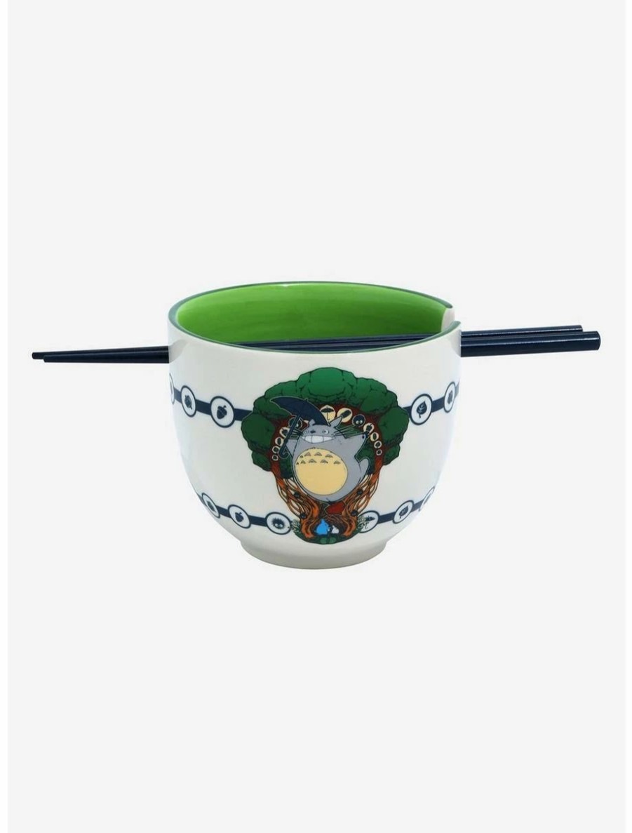 Anime * | Anime Studio Ghibli My Neighbor Totoro Standing Totoro & Umbrella Ramen Bowl With Chopsticks