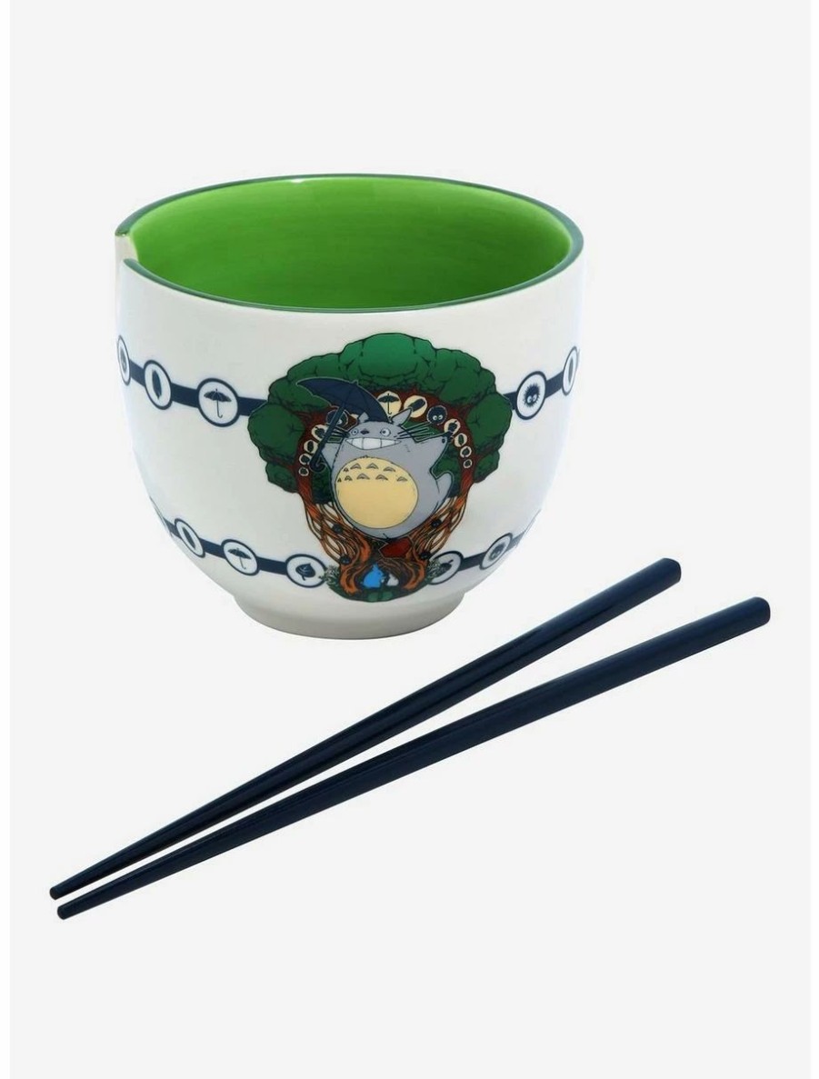 Anime * | Anime Studio Ghibli My Neighbor Totoro Standing Totoro & Umbrella Ramen Bowl With Chopsticks