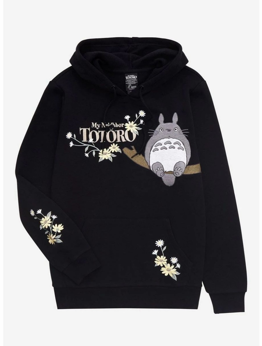 Anime * | Anime Studio Ghibli My Neighbor Totoro Floral Logo Hoodie Boxlunch Exclusive