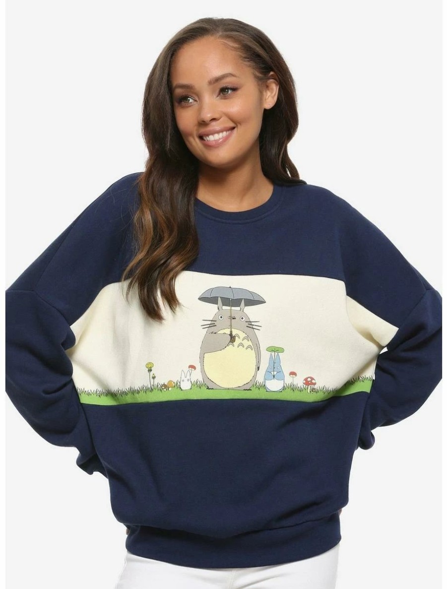 Anime * | Anime Our Universe Studio Ghibli My Neighbor Totoro Panel Women'S Crewneck Boxlunch Exclusive