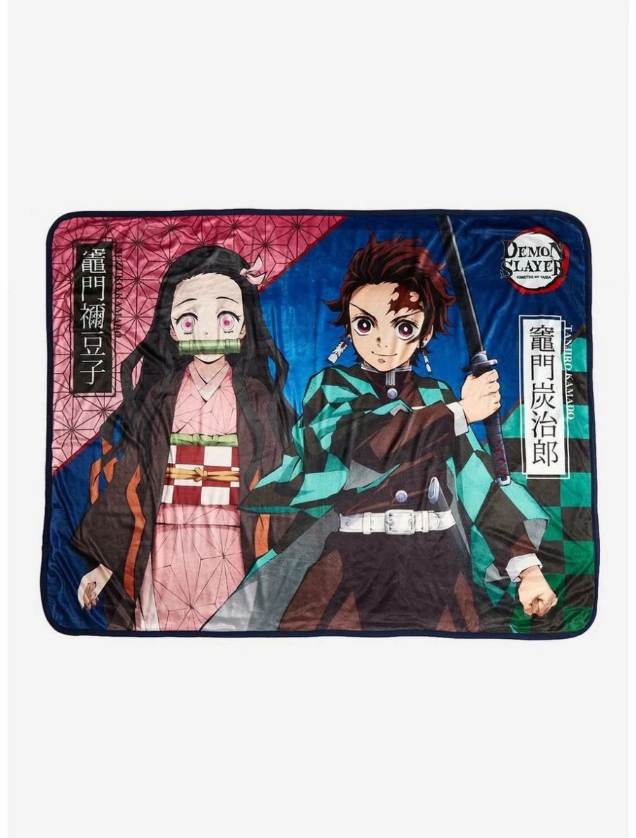 Anime * | Anime Demon Slayer: Kimetsu No Yaiba Nezuko & Tanjiro Pattern Panel Throw