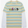 Anime * | Anime Sanrio Kawaii Mart Group Portrait Striped Layered Long Sleeve T-Shirt Boxlunch Exclusive